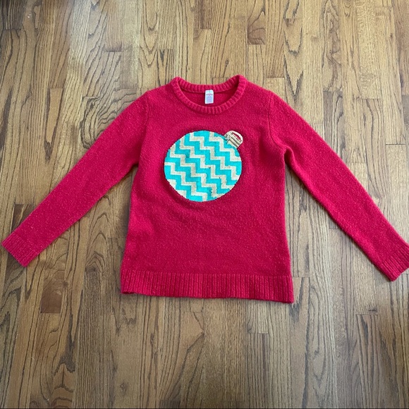Christmas Sweater Red Gold Green Sequin Ornament Women’s Small 4-6 - Picture 2 of 7